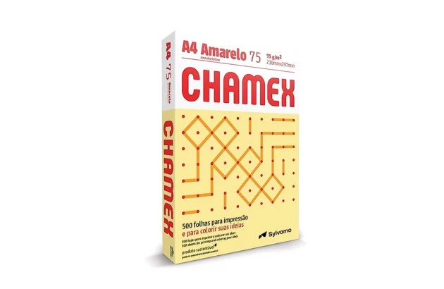 PAPEL SULFITE A4 AMARELO 75G /M² COM 500 FOLHAS 210X297 MM - RESMA CHAMEX