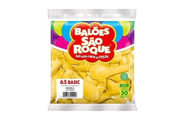 BALÃO LISO 6.5 POLEGADAS AMARELO 50 UNDS SÃO ROQUE