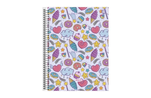CADERNO CAPA DURA 1 MATERIAS 80 FOLHAS BOM D+ FEMININO ANIMATIVA