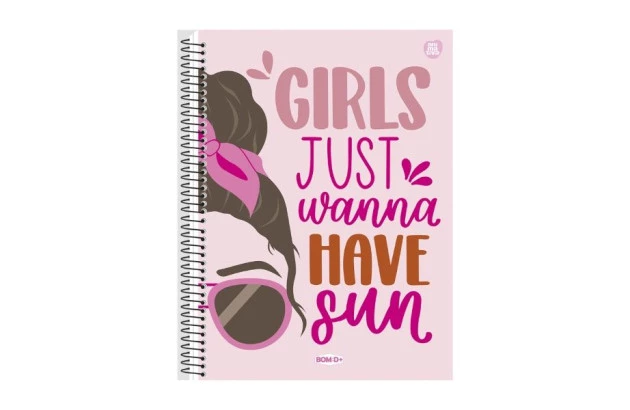 CADERNO CAPA DURA 15 MATERIAS 300 FOLHAS BOM D+ FEMININO ANIMATIVA