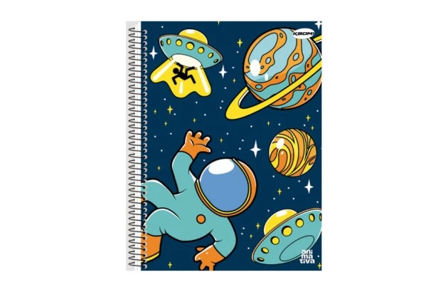 CADERNO CAPA DURA 10 MATERIAS 160 FOLHAS KBOM MASCULINO ANIMATIVA