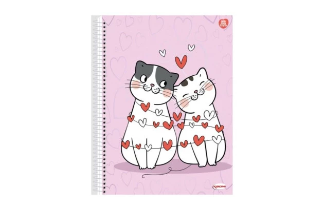 CADERNO CAPA DURA 10 MATERIAS 160 FOLHAS KBOM FEMININO ANIMATIVA