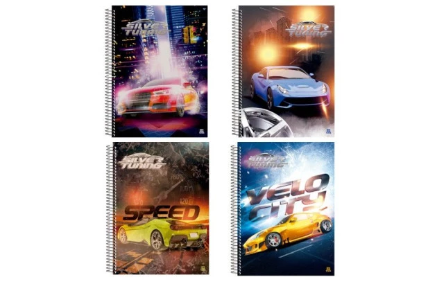 CADERNO CAPA DURA 1 MATERIA SILVER TUNING 80 FOLHAS ANIMATIVA