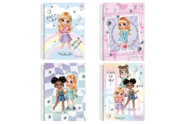 CADERNO CAPA DURA 1 MATERIA DEBBY 80 FOLHAS ANIMATIVA