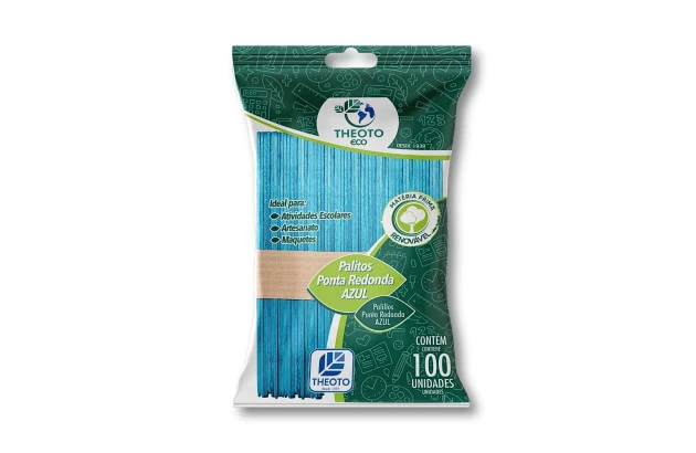 PALITO ESCOLAR PONTA REDONDA AZUL DE PICOLE PCT/ 100 THEOTO - 51712