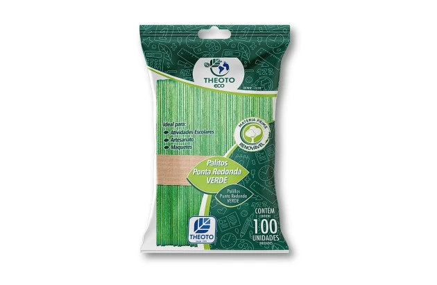 PALITO ESCOLAR PONTA REDONDA VERDE DE PICOLE PCT/ 100 THEOTO - 51714