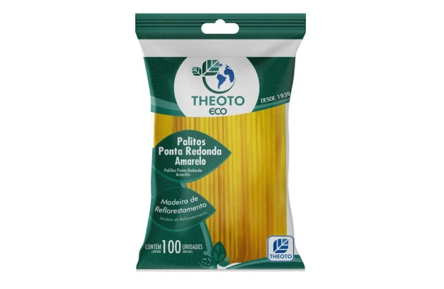 PALITO ESCOLAR PONTA REDONDA AMARELO DE PICOLE PCT/ 100 THEOTO