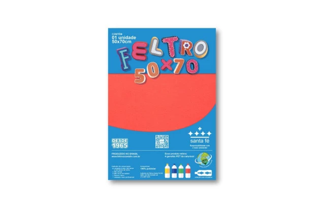 FELTRO LISO VERMELHO 180G M2 50X70 BLISTER SANTA FÉ