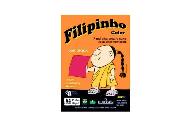 BLOCO PAPEL FILIPINHO COLOR ROSA A4 85G 45 FOLHAS - FILIPERSON 1075
