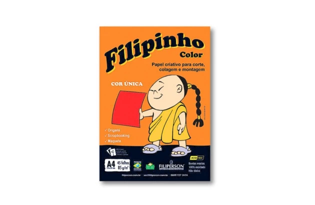 BLOCO PAPEL FILIPINHO COLOR VERMELHO A4 85G 45 FOLHAS - FILIPERSON 1046