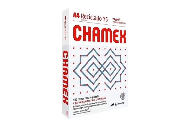 PAPEL RECICLADO A4 75G /M² COM 500 FOLHAS 210X297 MM - RESMA CHAMEX