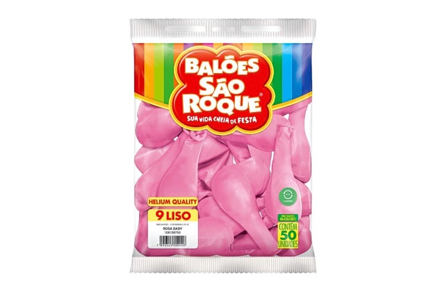 BALÃO LISO 9 POLEGADAS ROSA BABY HELIUM QUALITY 50 UNDS SÃO ROQUE