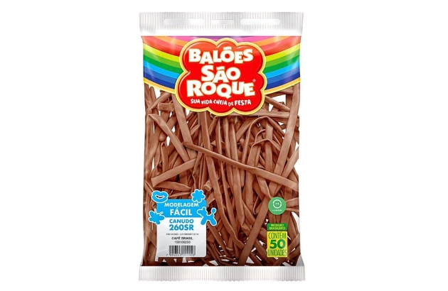 BALÃO CANUDO 260SR CAFÉ BRASIL 50 UNDS SÃO ROQUE