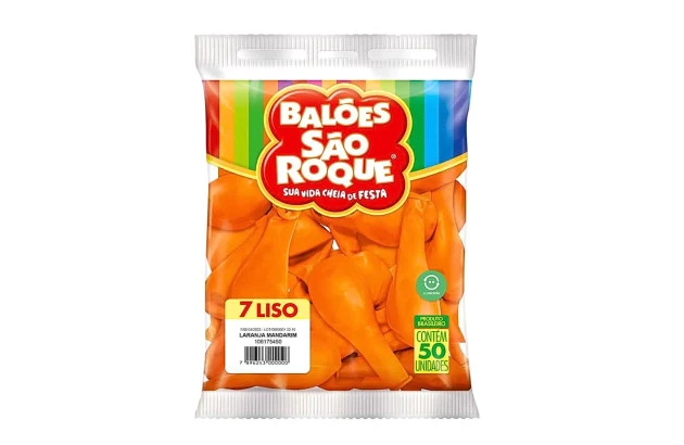 BALÃO LISO 7 POLEGADAS LARANJA MANDARIM 50 UNDS SÃO ROQUE