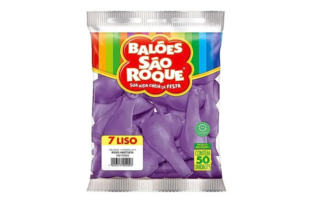 BALÃO LISO 7 POLEGADAS ROXO AMETISTA 50 UNDS SÃO ROQUE