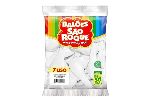 BALÃO LISO 7 POLEGADAS BRANCO POLAR 50 UNDS SÃO ROQUE
