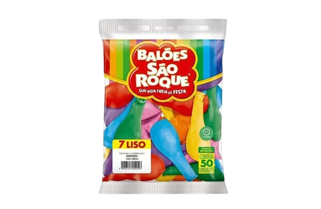 BALÃO LISO 7 POLEGADAS SORTIDO 50 UNDS SÃO ROQUE