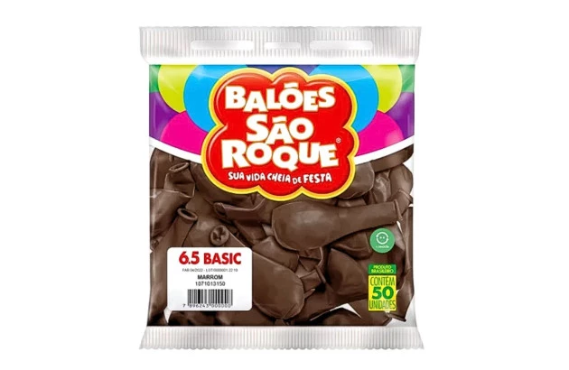 BALÃO LISO 6.5 POLEGADAS MARROM 50 UNDS SÃO ROQUE