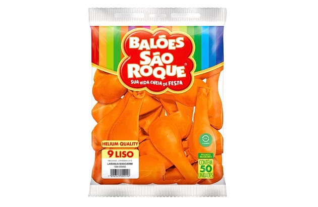 BALÃO LISO 9 POLEGADAS LARANJA MANDARIM HELIUM QUALITY 50 UNDS SÃO ROQUE