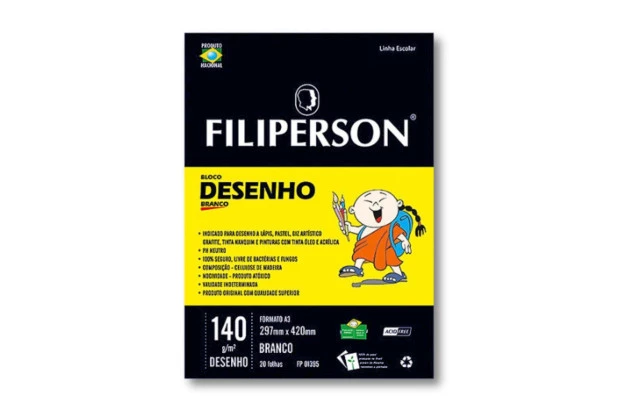 BLOCO DE DESENHO BRANCO A3 140G/M² 20 FOLHAS - FILIPERSON 1395