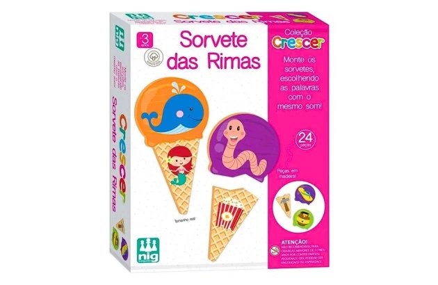 BRINQUEDO EDUCATIVO COLECAO CRESCER SORVETE DAS RIMAS + 3 ANOS | NIG BRINQUEDOS