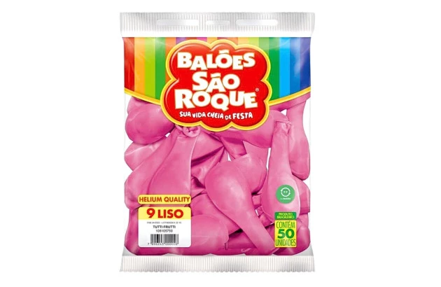 BALÃO LISO 9 POLEGADAS ROSA TUTTI FRUIT HELIUM QUALITY 50 UNDS SÃO ROQUE