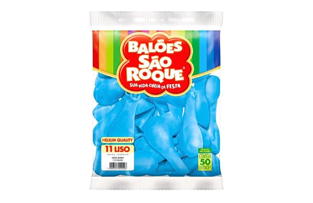 BALÃO LISO 11 POLEGADAS REDONDO AZUL BABY HELIUM QUALITY 50 UNDS SÃO ROQUE