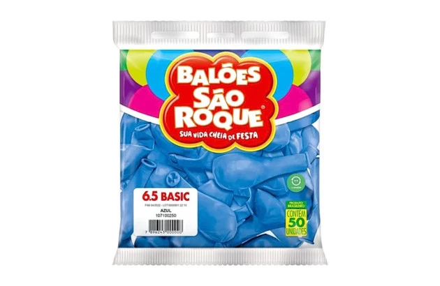BALÃO LISO 6.5 POLEGADAS AZUL 50 UNDS SÃO ROQUE