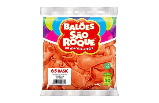 BALÃO LISO 6.5 POLEGADAS VERMELHO 50 UNDS SÃO ROQUE