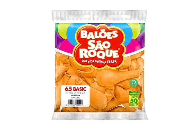 BALÃO LISO 6.5 POLEGADAS LARANJA 50 UNDS SÃO ROQUE