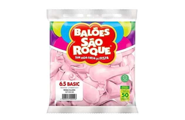 BALÃO LISO 6.5 POLEGADAS ROSA CLARO 50 UNDS SÃO ROQUE