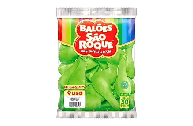BALÃO LISO 9 POLEGADAS VERDE LIMA HELIUM QUALITY 50 UNDS SÃO ROQUE