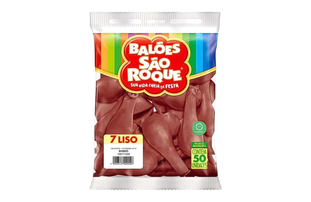 BALÃO LISO 7 POLEGADAS BORDO 50 UNDS SÃO ROQUE