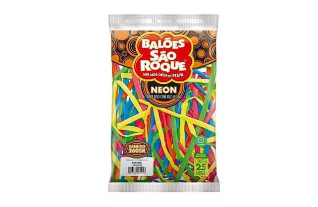 BALÃO CANUDO 260SR NEON SORTIDO 50 UNDS SÃO ROQUE