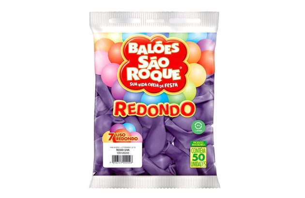 BALÃO LISO 7 POLEGADAS REDONDO ROXO UVA 50 UNDS SÃO ROQUE
