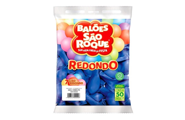 BALÃO LISO 7 POLEGADAS REDONDO AZUL COBALTO 50 UNDS SÃO ROQUE