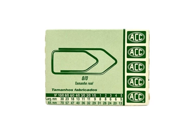 CLIPES 6/0 AÇO GALVANIZADOS PARA PAPEL - CAIXA COM 50 UNIDADES | ACC