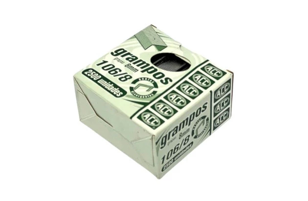 GRAMPOS PARA GRAMPEADOR ROCAMA 106/8 GALVANIZADO COM 2500 UNIDADES  FIXAÇÃO MADEIRA | ACC