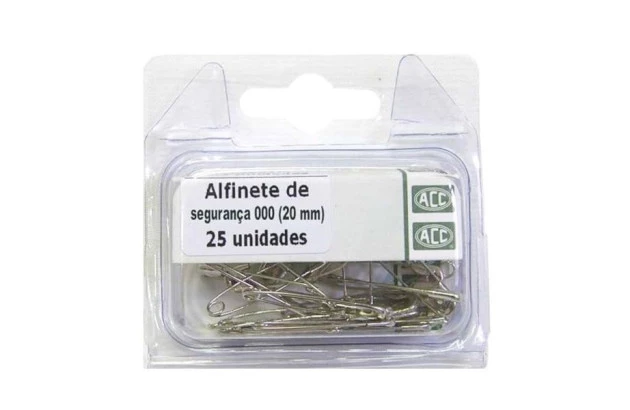 ALFINETE DE SEGURANÇA 20MM 000 NIQUELADO CAIXA C/ 25 UNIDADES | ACC