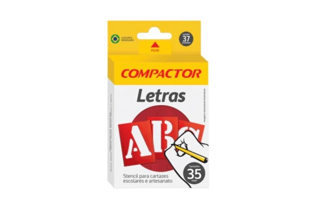 STENCIL LETRAS E NÚMEROS VAZADAS ABC 35MM PARA CARTAZES E ARTESANATO – COMPACTOR