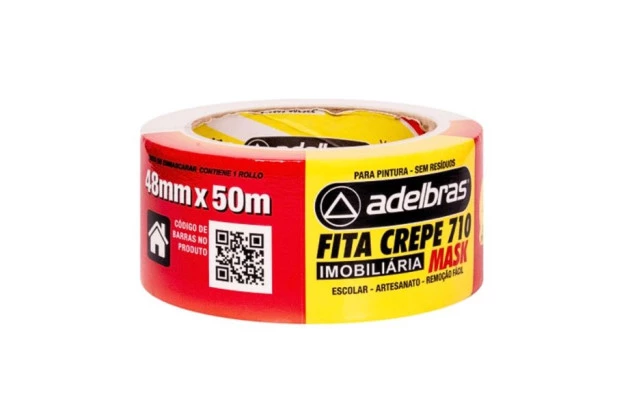 FITA ADESIVA CREPE DE PAPEL BRANCA 48MM X 50M - MASK 710 USO GERAL | ADELBRAS