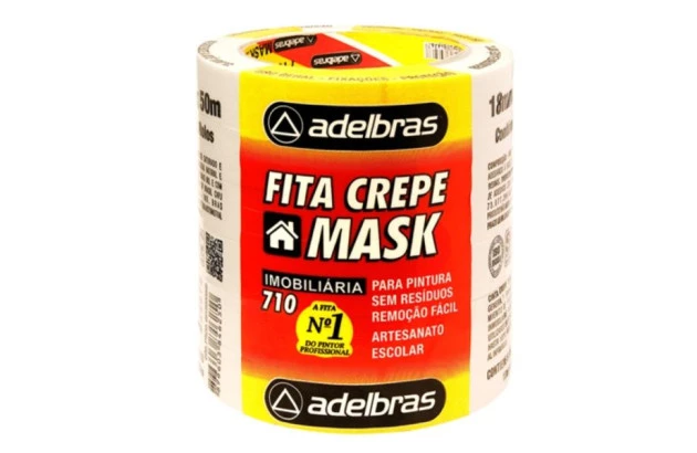 FITA ADESIVA CREPE DE PAPEL BRANCA 18MM X 50M - MASK 710 USO GERAL | ADELBRAS