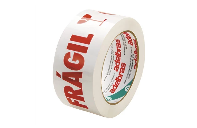 FITA ADESIVA IMPRESSA CUIDADO FRÁGIL BRANCA 48MM X 100M 590 ADELBRAS