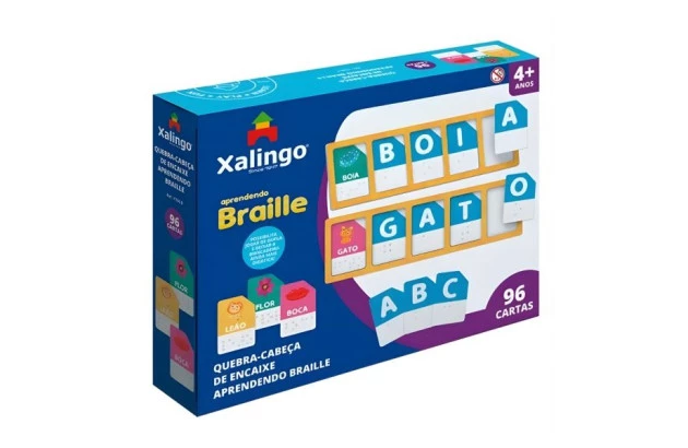 QUEBRA CABEÇA DE ENCAIXE APRENDENDO BRAILLE + 4 ANOS | XALINGO