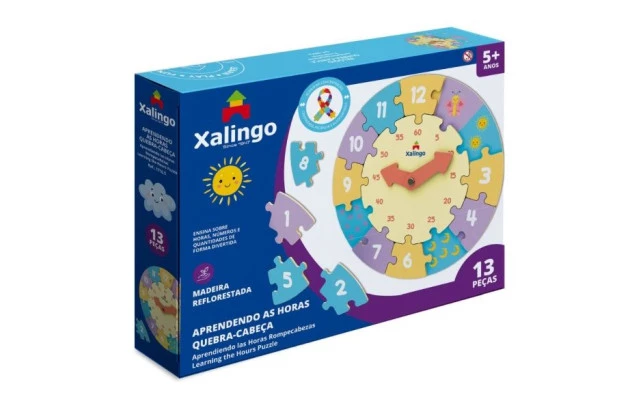 BRINQUEDO EDUCATIVO APRENDENDO AS HORAS E QUANTIDADES + 3ANOS - QUEBRA CABEÇA | XALINGO