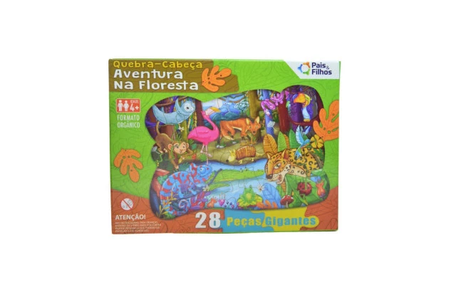 QUEBRA CABEÇA 28 PEÇAS GIGANTE AVENTURA NA FLORESTA | + 4 ANOS | PAIS & FILHOS REF 10795