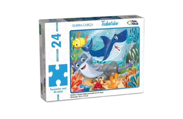 QUEBRA CABEÇA TUBARAO 24 PEÇAS + 4 ANOS PAIS E FILHOS