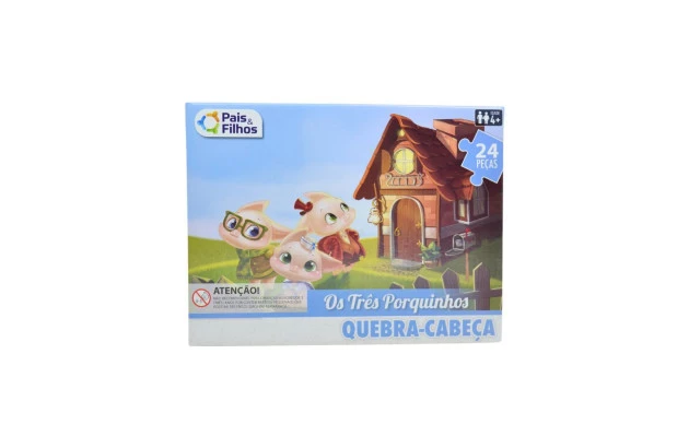 QUEBRA CABEÇA OS TRES PORQUINHOS 24 PEÇAS + 4 ANOS 2853 PAIS & FILHOS