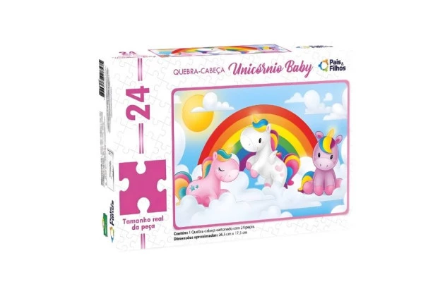 QUEBRA CABEÇA UNICORNIO BABY 24 PEÇAS + 4 ANOS PAIS E FILHOS