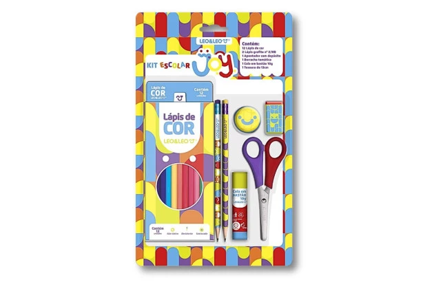 KIT ESCOLAR LÁPIS DE COR 12 CORES JOY COM 6 KITS INCLUSÃO - LEO&LEO 71618